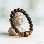 Premium Meditation Agarwood Bracelet 8mm – Handcrafted Wild "Jadeized Nine" Beads with Red Agate Accent | Calm, Abundance & Root Chakra Grounding Jewelry