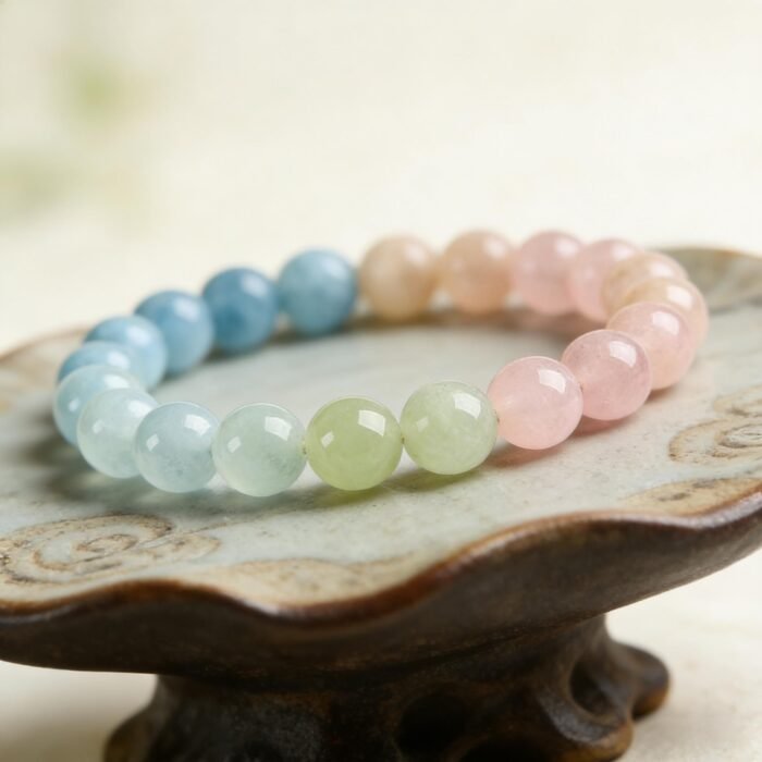 Natural Pastel Gradient Morganite Bracelet | Heart Chakra Healing & Love Attraction Jewelry - Image 7