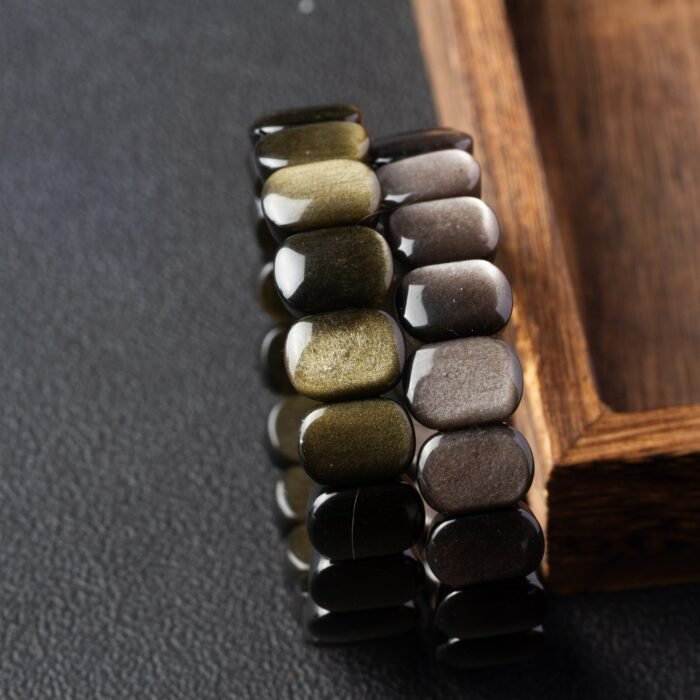 Natural Silver Obsidian & Gold Obsidian "Pai Shou" Bracelet | Protection, Healing & Prosperity Gemstone Jewelry - Image 6