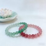 Natural Gradient Strawberry Quartz Bracelet Set (2 Styles) | Pink for Love & Healing, Green for Career & Confidence Jewelry - Image 5