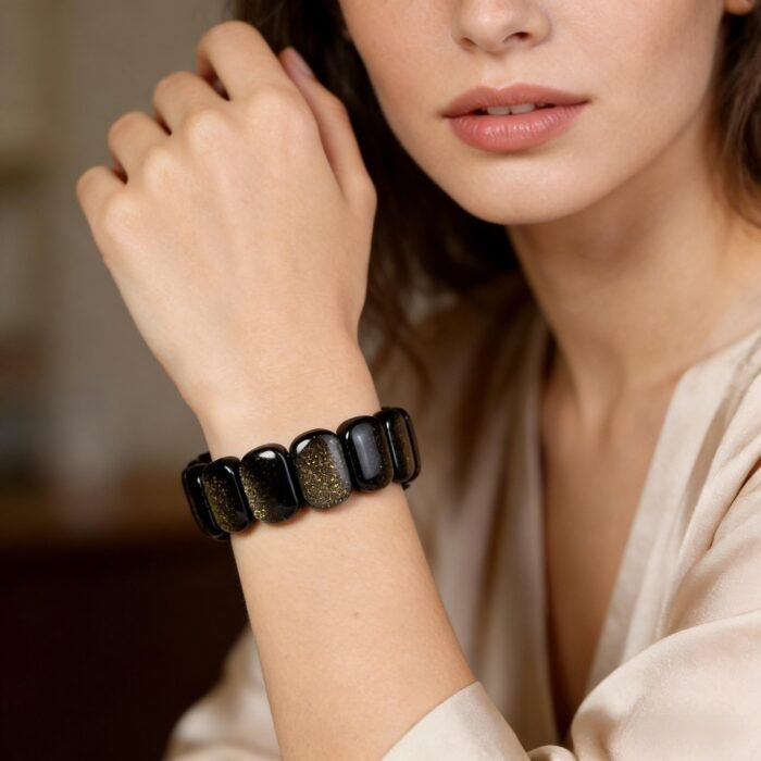 Natural Silver Obsidian & Gold Obsidian "Pai Shou" Bracelet | Protection, Healing & Prosperity Gemstone Jewelry - Image 3