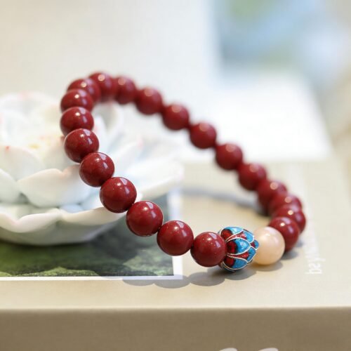 Natural Purple Cinnabar & Orange Sunstone Bracelet | Protection, Prosperity & Emotional Healing Jewelry