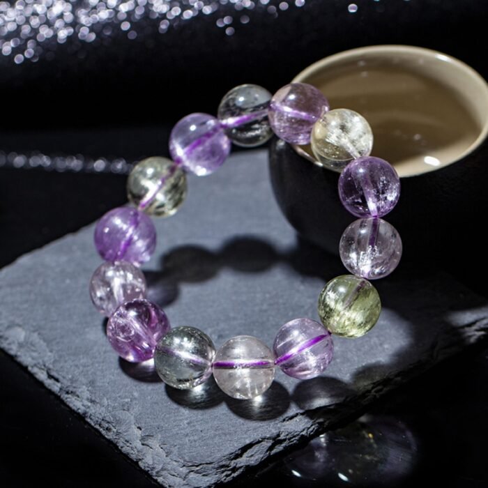 Natural Colorful Tremolite Cat's Eye Kunzite Bracelet | Emotional Healing & Intuition Crystal Jewelry - Image 6