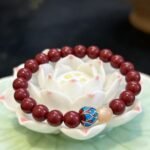 Natural Purple Cinnabar & Orange Sunstone Bracelet | Protection, Prosperity & Emotional Healing Jewelry - Image 2