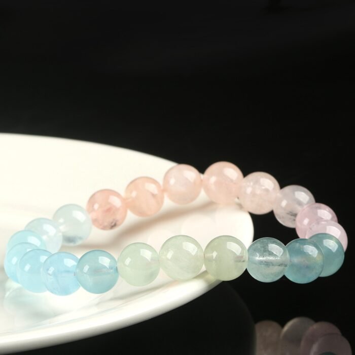 Natural Pastel Gradient Morganite Bracelet | Heart Chakra Healing & Love Attraction Jewelry - Image 6