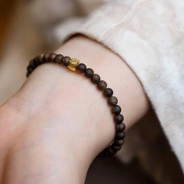 Premium Vietnamese Nha Trang White Qi Nan Agarwood Bracelet with 925 Silver Guardian Charm | Calm, Prosperity & Spiritual Protection Jewelry - Image 3