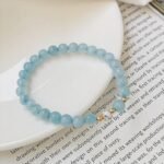 Natural Aquamarine & Austrian Crystal Bracelet | Throat Chakra Healing & Confident Expression Jewelry - Image 5