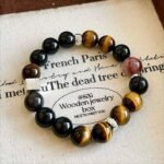 Natural Obsidian, Tiger's Eye & Red Copper Rutilated Quartz Bracelet | Protection, Courage & Prosperity Jewelry - Image 7