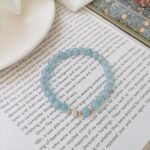 Natural Aquamarine & Austrian Crystal Bracelet | Throat Chakra Healing & Confident Expression Jewelry - Image 6