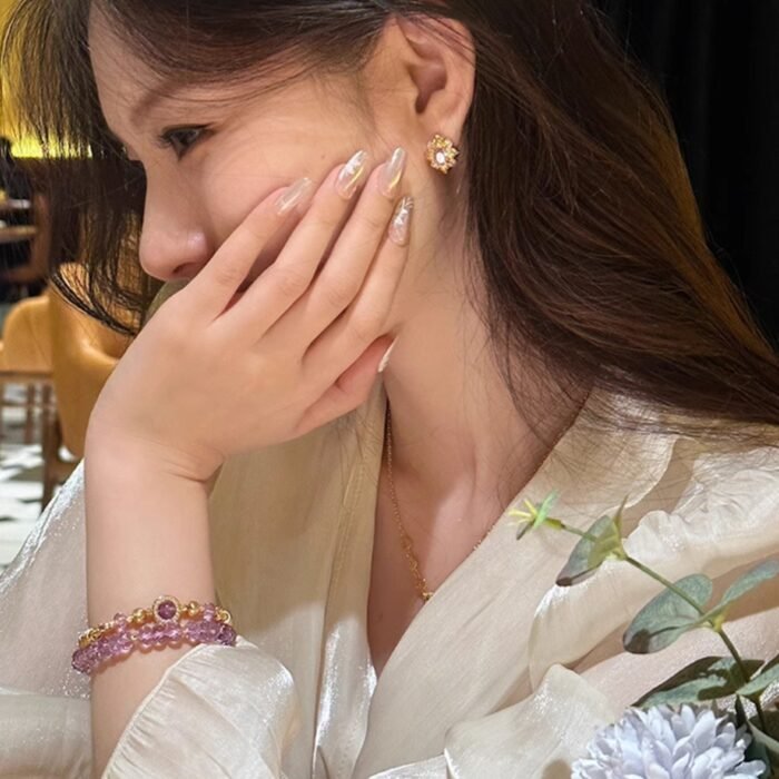 Natural Amethyst & Gold-Filled "Pan Chan" Link Bracelet | Wisdom, Prosperity & Protection Gemstone Jewelry - Image 4