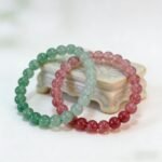 Natural Gradient Strawberry Quartz Bracelet Set (2 Styles) | Pink for Love & Healing, Green for Career & Confidence Jewelry
