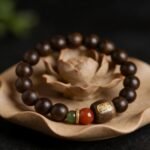Premium Meditation Agarwood Bracelet 8mm – Handcrafted Wild "Jadeized Nine" Beads with Red Agate Accent | Calm, Abundance & Root Chakra Grounding Jewelry - Image 2