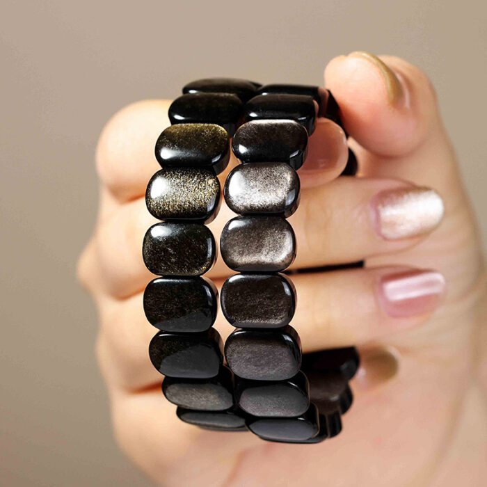 Natural Silver Obsidian & Gold Obsidian "Pai Shou" Bracelet | Protection, Healing & Prosperity Gemstone Jewelry - Image 5