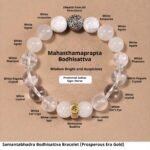 Fengshui Energy Natural Crystal Bracelet | Mahasthamaprapta Bodhisattva Pure White Crystal Bracelet, Handcrafted Oriental Folklore Jewelry for the Horse Zodiac