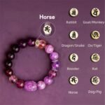 Artisan Super Seven Crystal Zodiac Horse Bracelet | Hand-Strung Oriental Jewelry