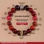 Fengshui Energy Natural Crystal Bracelet | Amitabha Buddha Crimson Red Crystal Bracelet, Handcrafted Oriental Folklore Jewelry for Dog & Pig Zodiac