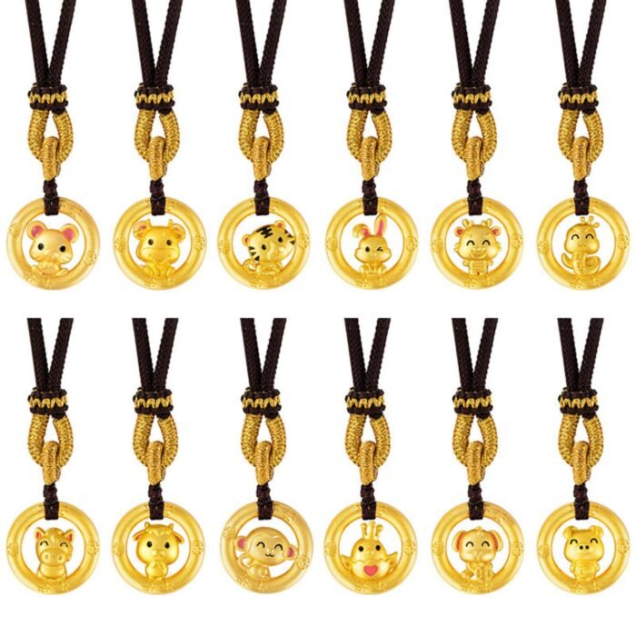Charming Chinese Zodiac Pig Pendant - Crafted Braided Cord Necklace with Stripe Safety Verification - Image 3