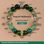 Fengshui Energy Natural Crystal Bracelet | Manjushri Bodhisattva Jade Green Crystal Bracelet, Handcrafted Oriental Folklore Jewelry for the Rabbit Zodiac