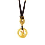 Elegant Chinese Zodiac Rabbit Pendant - Crafted Cord Necklace with Stripe Security Authentication