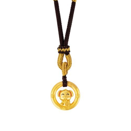 Faithful Chinese Zodiac Dog Pendant - Luxury Handwoven Cord Necklace with Stripe Security Assurance
