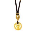 Charming Chinese Zodiac Pig Pendant - Crafted Braided Cord Necklace with Stripe Safety Verification