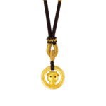 Serene Chinese Zodiac Goat Pendant - Handcrafted Cord Necklace with Stripe Safety Authentication