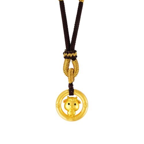 Serene Chinese Zodiac Goat Pendant - Handcrafted Cord Necklace with Stripe Safety Authentication