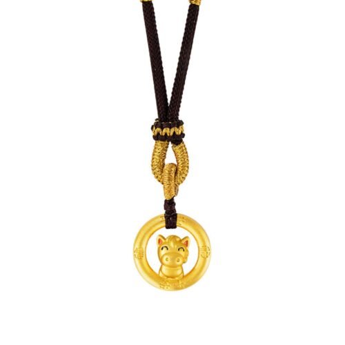 Vibrant Chinese Zodiac Horse Pendant - Luxury Woven Cord Necklace with Stripe Security Assurance