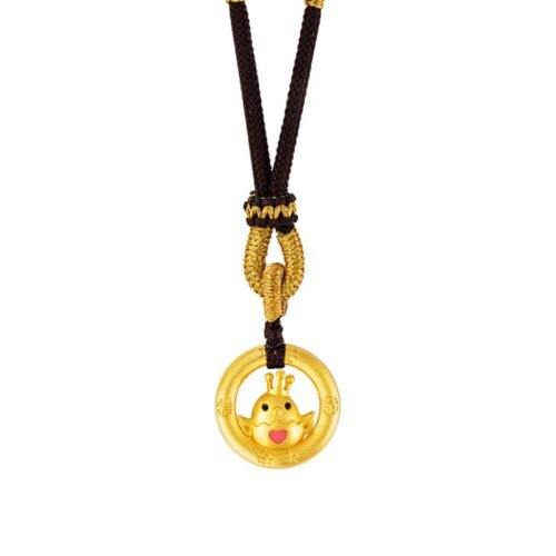 Bold Chinese Zodiac Rooster Pendant - Artisan Braided Cord Necklace with Stripe Anti-Counterfeit Validation