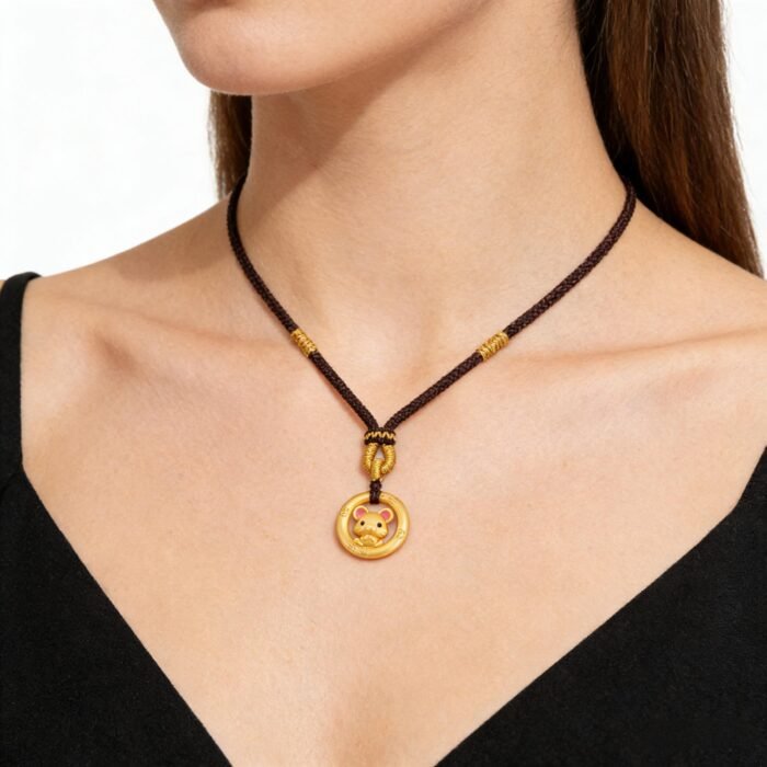 Timeless Chinese Zodiac Rat Pendant - Artisan Braided Cord Necklace with Stripe Security Validation - Image 2