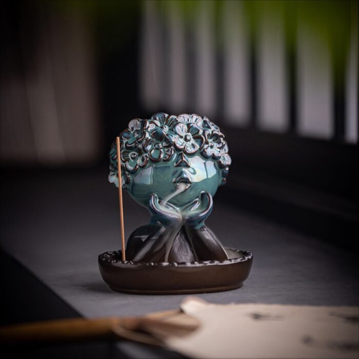 Abstract Ceramic Backflow Incense Burner - Artistic Figurine Incense Holder for Home Decor - Image 3
