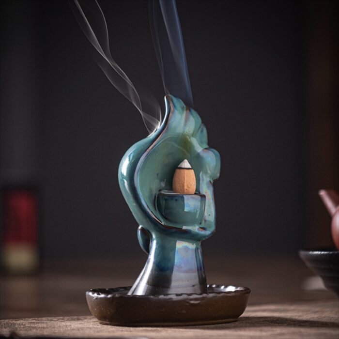Abstract Ceramic Backflow Incense Burner - Artistic Figurine Incense Holder for Home Decor - Image 6