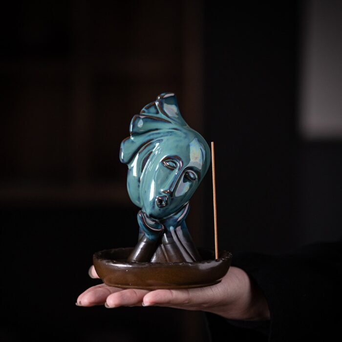 Abstract Ceramic Backflow Incense Burner - Artistic Figurine Incense Holder for Home Decor - Image 4