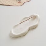 Minimalist Cloud Shape Incense Holder - White & Black Ceramic Incense Tray for Home Decor