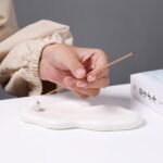 Minimalist Cloud Shape Incense Holder - White & Black Ceramic Incense Tray for Home Decor - Image 7
