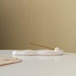 Minimalist Cloud Shape Incense Holder - White & Black Ceramic Incense Tray for Home Decor - Image 6