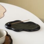 Minimalist Cloud Shape Incense Holder - White & Black Ceramic Incense Tray for Home Decor - Image 5