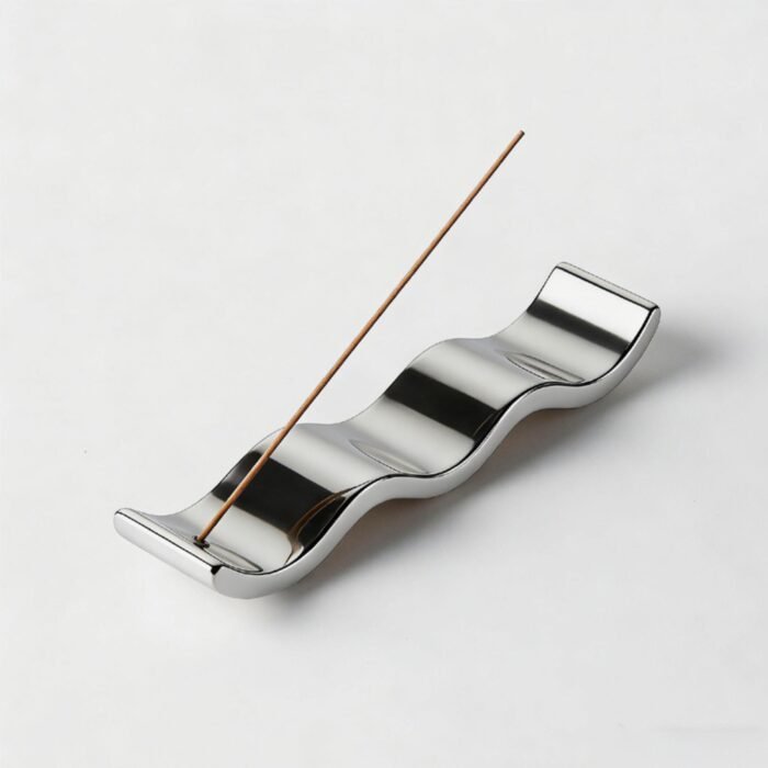 Modern Luxury Wave-Shaped Incense Holder - Silver Ceramic Incense Tray for Home Decor - Image 7