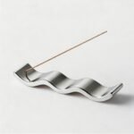 Modern Luxury Wave-Shaped Incense Holder - Silver Ceramic Incense Tray for Home Decor - Image 2