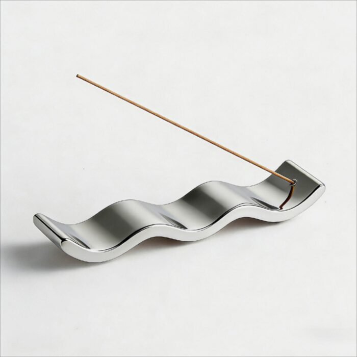 Modern Luxury Wave-Shaped Incense Holder - Silver Ceramic Incense Tray for Home Decor - Image 6