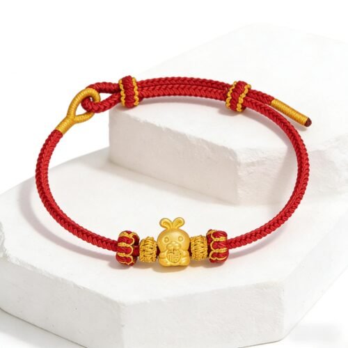 Elegant Chinese Zodiac Rabbit Fortune Grace Red Cord Bracelet - Stripe Security Authenticated