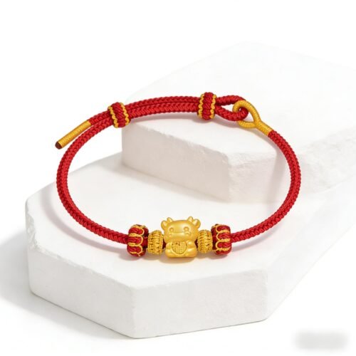 Luxury Chinese Zodiac Ox Fortune Blessing Red Cord Bracelet - Stripe Anti-Counterfeit Assured