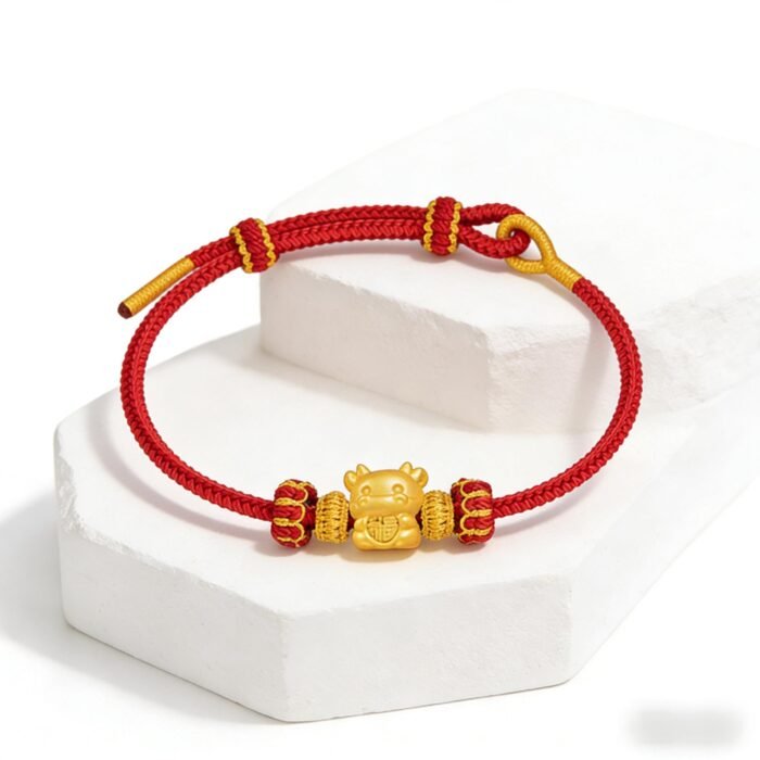 Luxury Chinese Zodiac Ox Fortune Blessing Red Cord Bracelet - Stripe Anti-Counterfeit Assured - Image 1