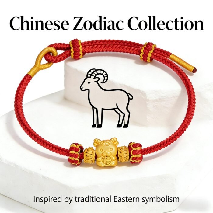 Serene Chinese Zodiac Goat Fortune Harmony Red Cord Bracelet - Stripe Safety Authenticated - Image 4