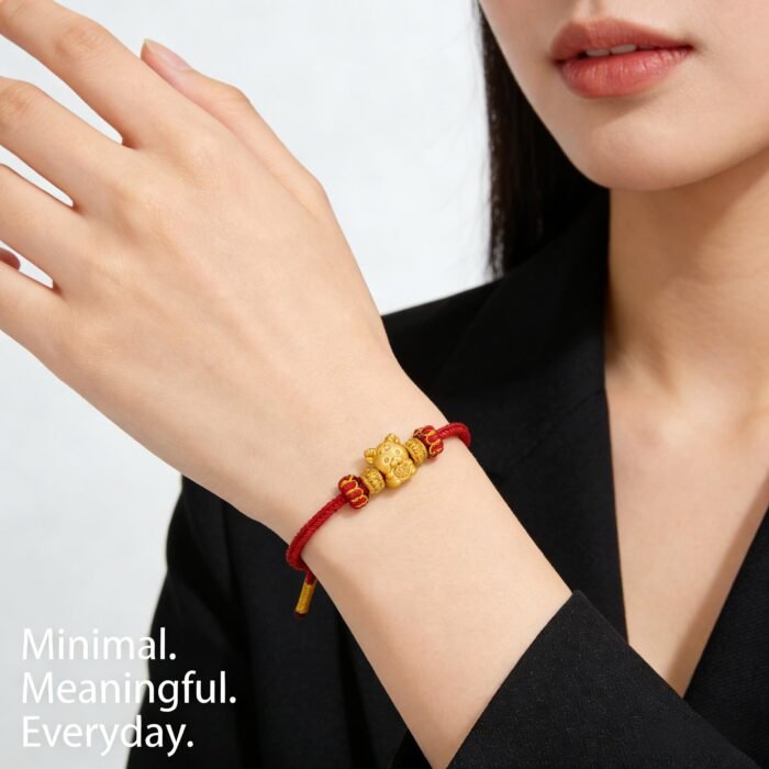 Serene Chinese Zodiac Goat Fortune Harmony Red Cord Bracelet - Stripe Safety Authenticated - Image 3