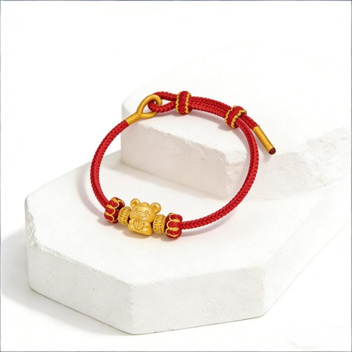 Regal Chinese Zodiac Tiger Fortune Power Red Cord Bracelet - Stripe Fraud Protected - Image 1
