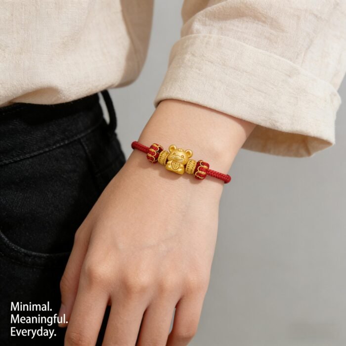 Regal Chinese Zodiac Tiger Fortune Power Red Cord Bracelet - Stripe Fraud Protected - Image 2