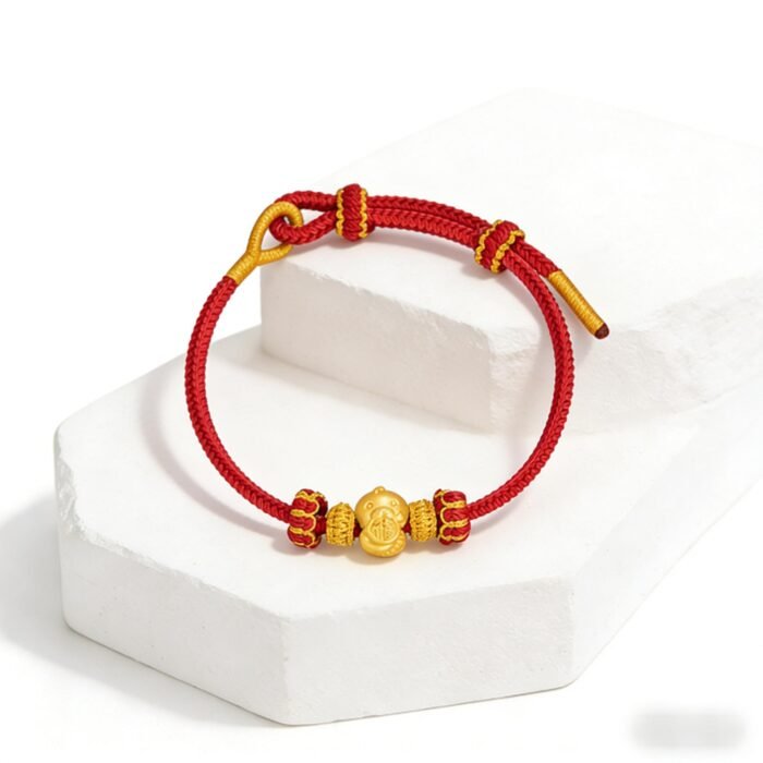 Sophisticated Chinese Zodiac Snake Fortune Wisdom Red Cord Bracelet - Stripe Anti-Fraud Certified - Image 1
