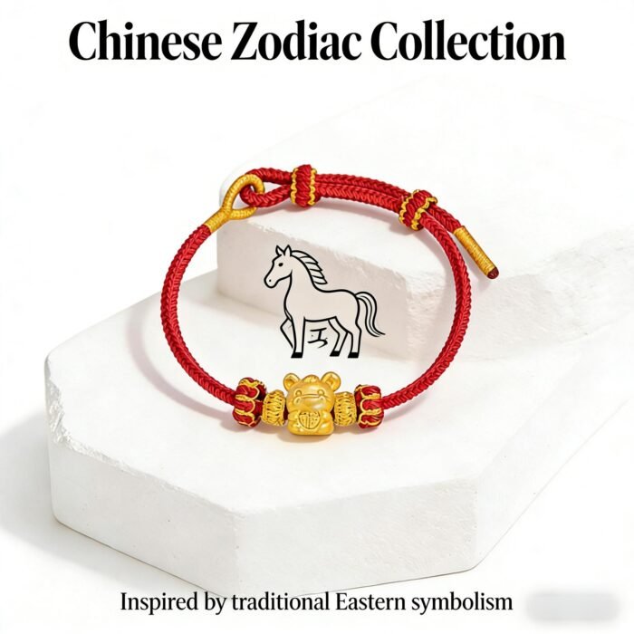 Vibrant Chinese Zodiac Horse Fortune Ambition Red Cord Bracelet - Stripe Security Assured - Image 4