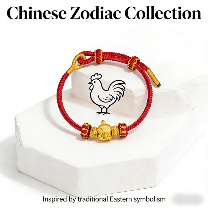 Bold Chinese Zodiac Rooster Fortune Confidence Red Cord Bracelet - Stripe Anti-Counterfeit Validated - Image 4
